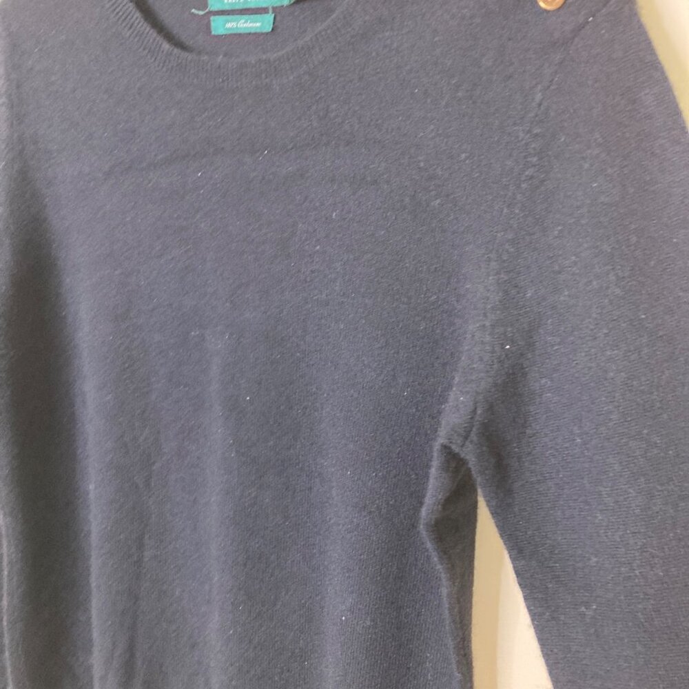 Lauren Ralph Lauren Womens Large Black 100% Cashmere Sweater Button Detail - Picture 7 of 10